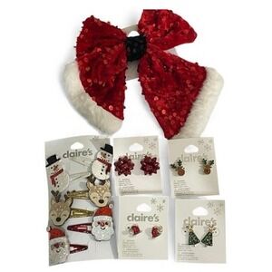 NWT Set of Claire's Festive Earrings‎ & Hair accessories